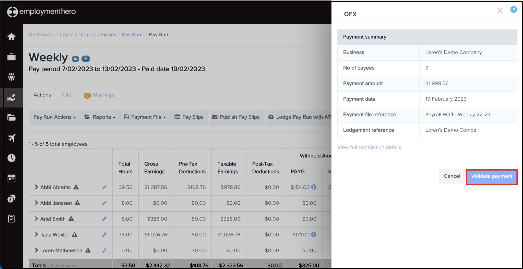 click on validate payment for ofx.png