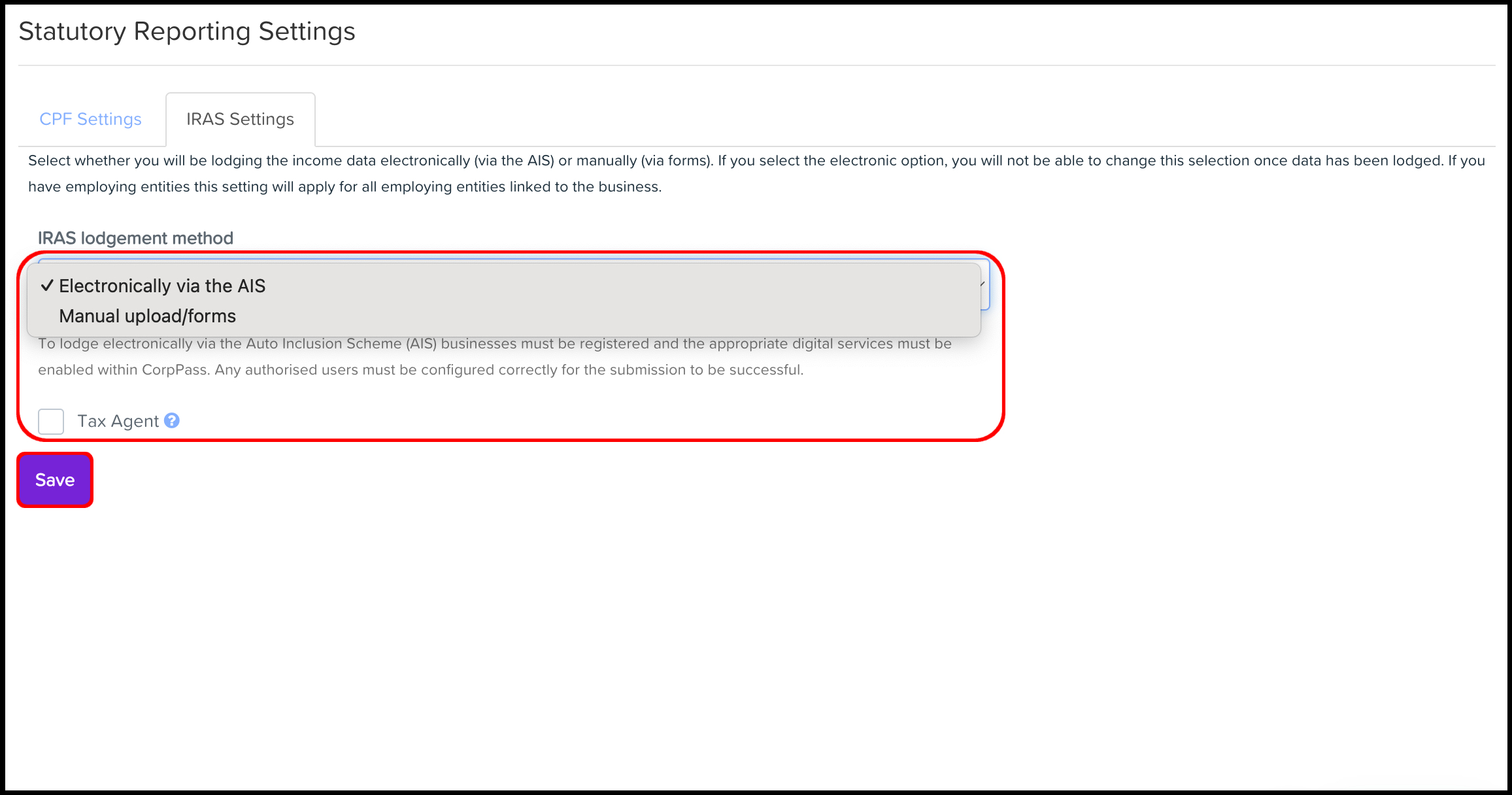 screenshot of CPF Settings tab, highlighting Save button.jpg