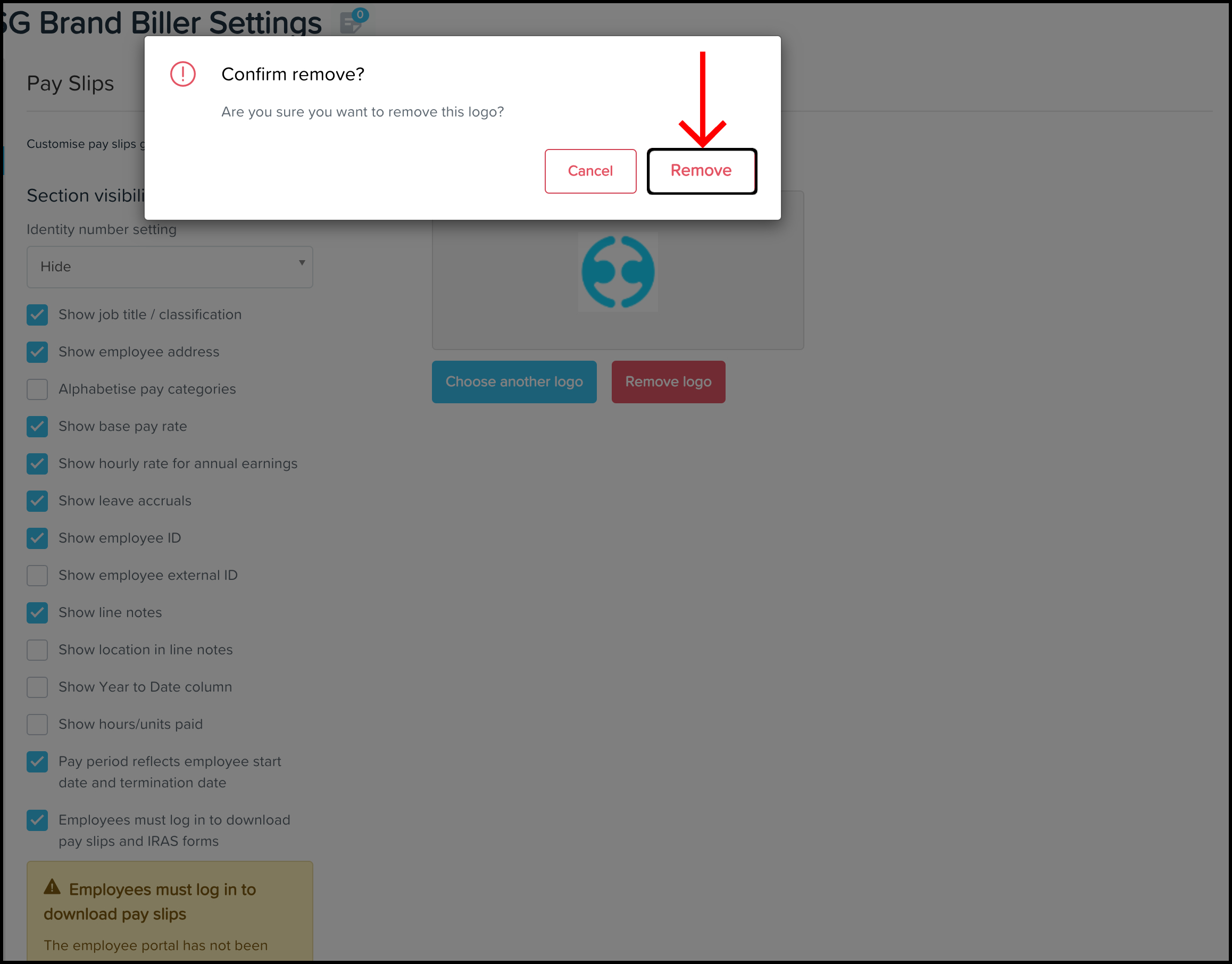 screenshot of Pay Slips  window, highlighting Remove button.jpg