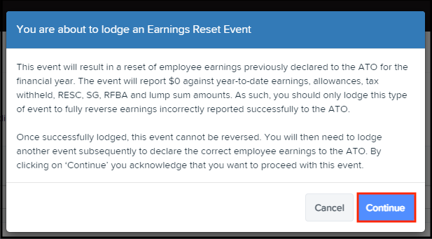 click on continue to create an earning reset event.png