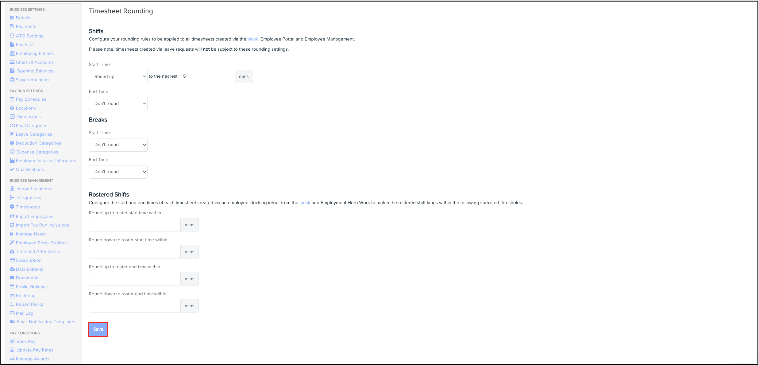 payroll timesheet rounding click on save.png