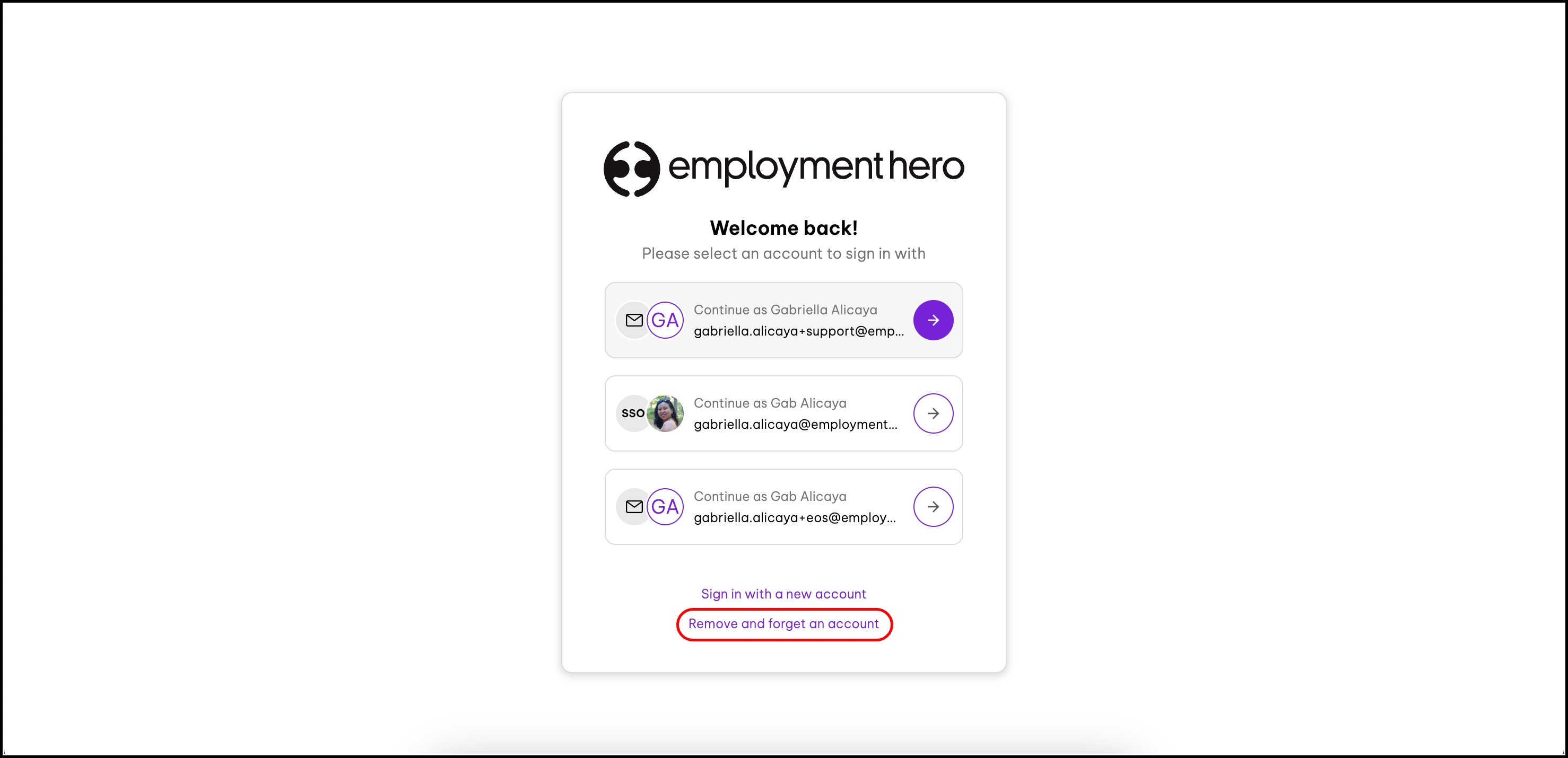 screenshot of the login page, highlighting the remove and forget an account button.jpg