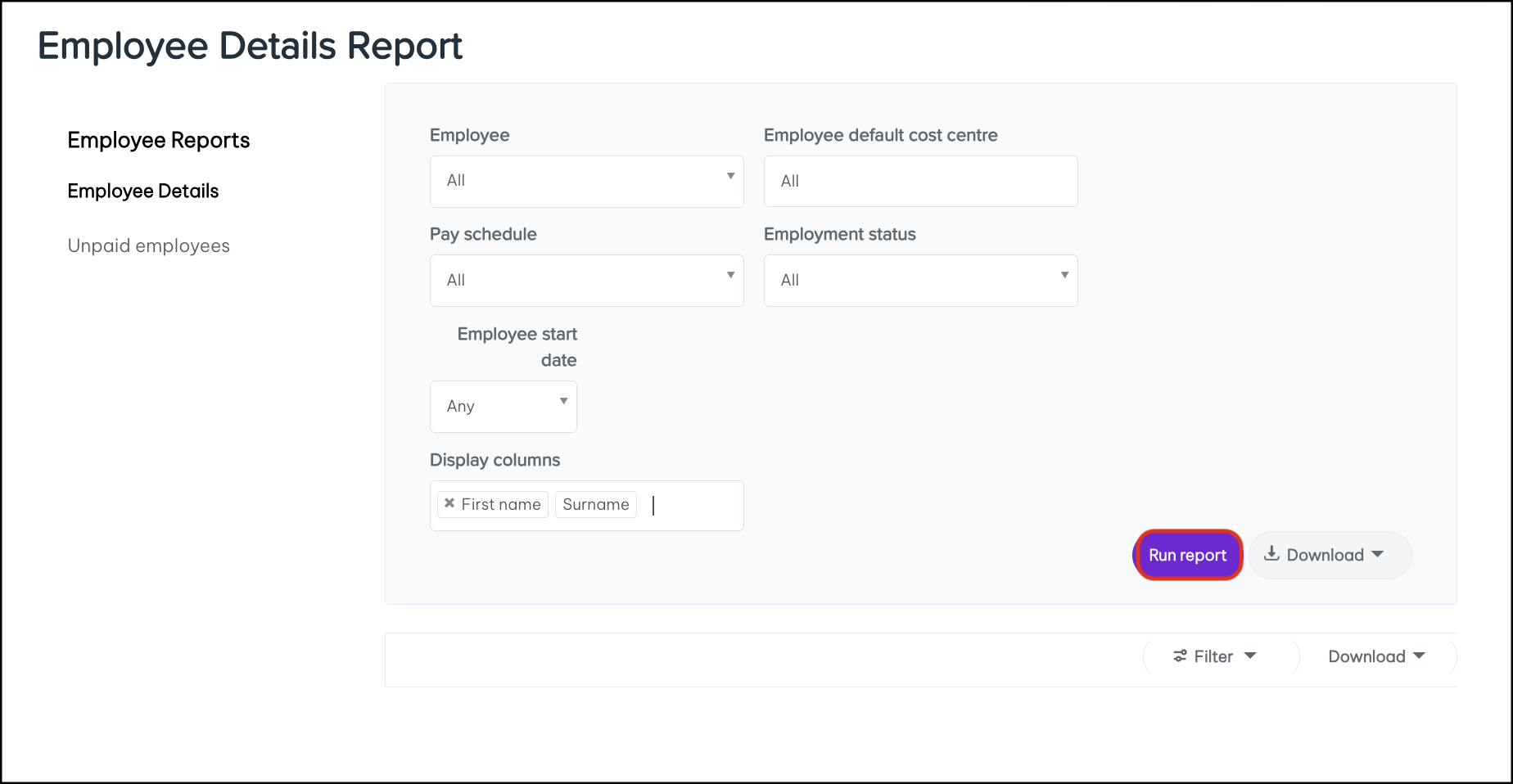 click run report to display employee details.png