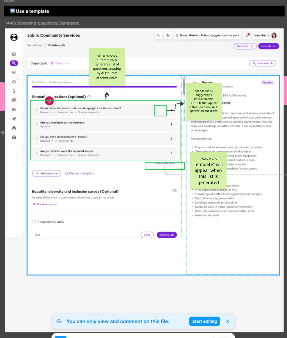 AI Suggestions side pane