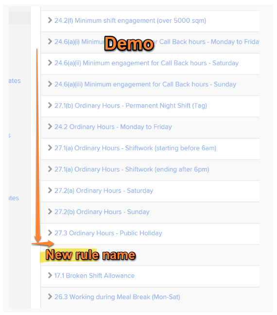 Drag the award rule sequence placement block