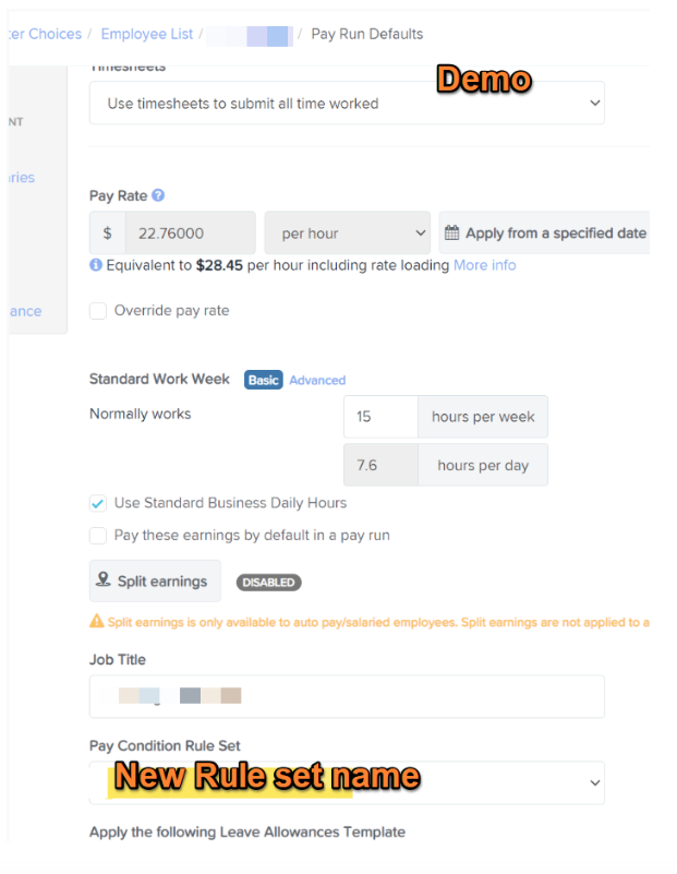 Apply configured rule matrix selection to specified user profile interface