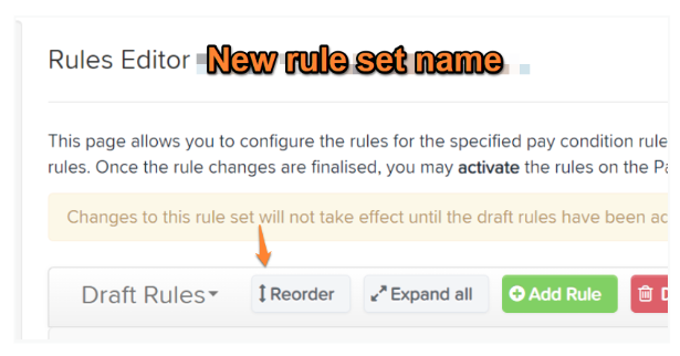 Select rule reorder mapping feature action