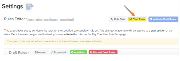 Select test rules feature layout view