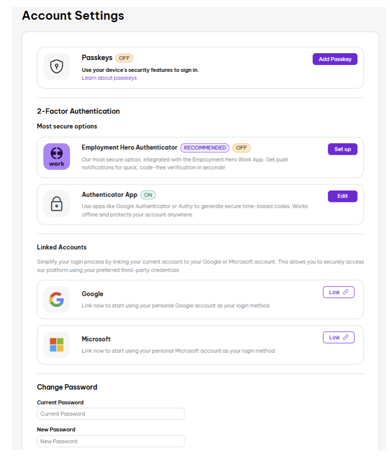 Welcome credential workspace allowing external vendors to select strong passwords and consent to data storage policies