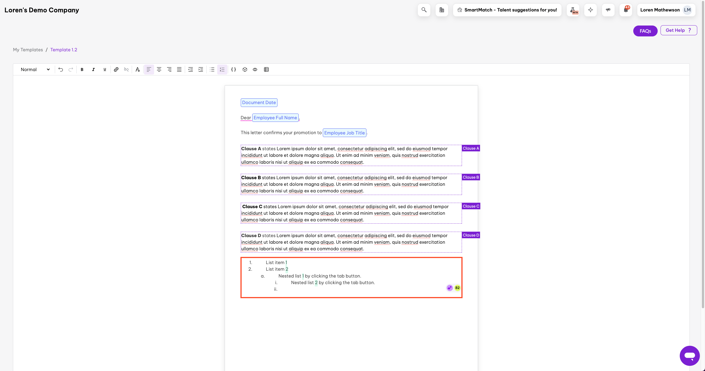 screenshot showing how to nest lists within other lists