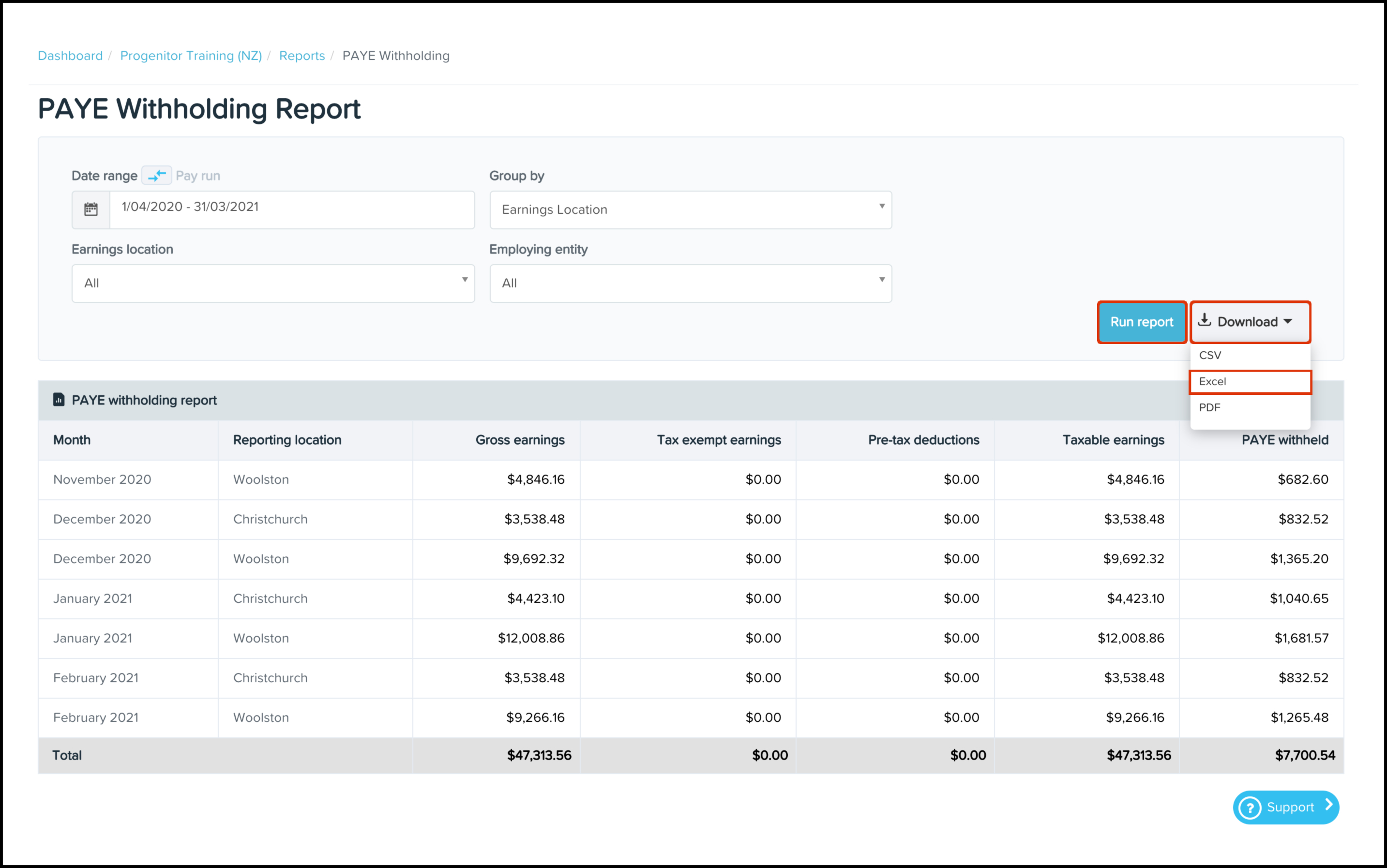 PAYE withholding reporting Payroll  Platform Employment Hero