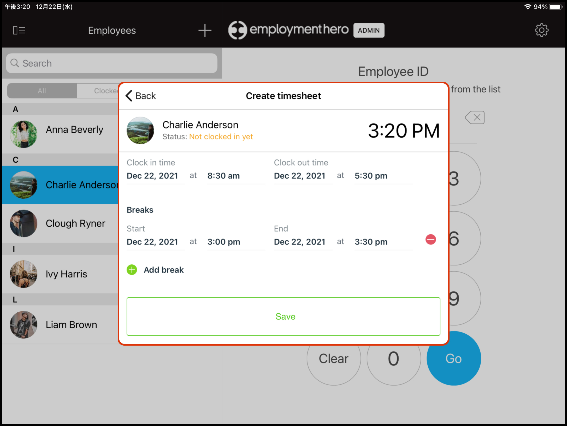 Clock Me In Managing timesheets as an admin via the app Employment