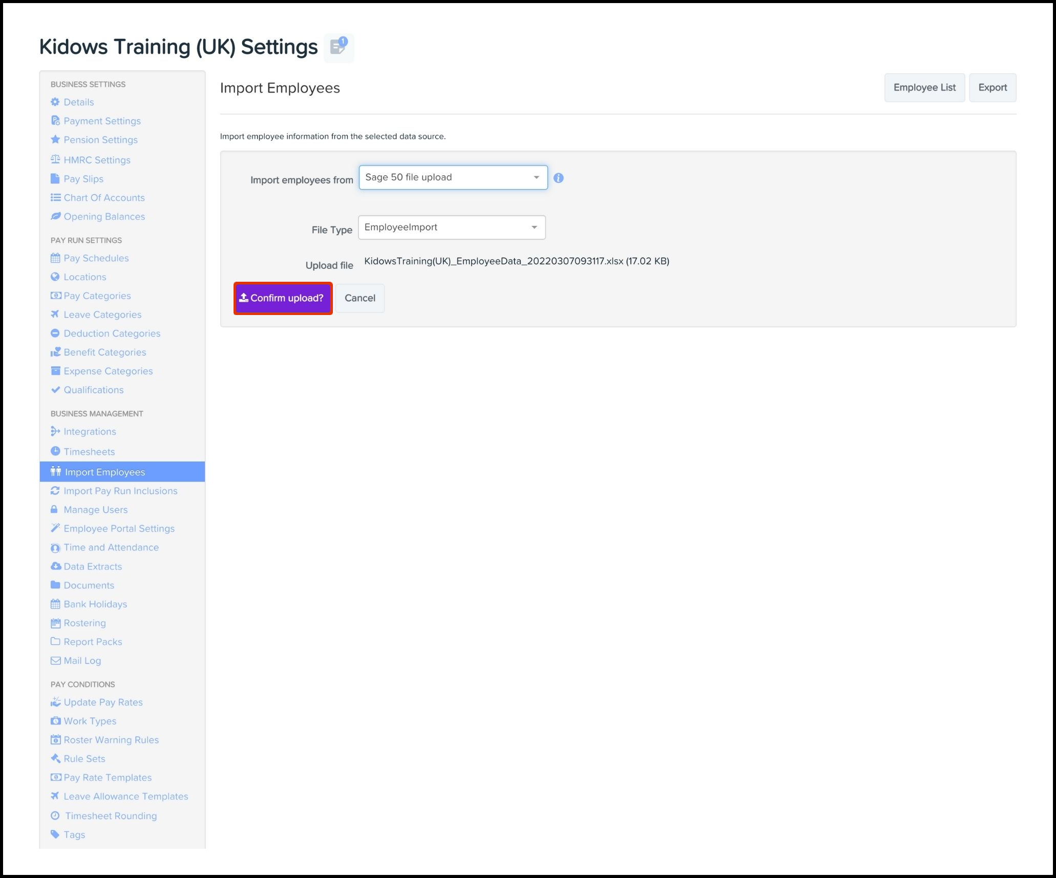 Payroll FAQ How do I import employees from my Sage 50 platform Employment Hero Help Centre (UK)