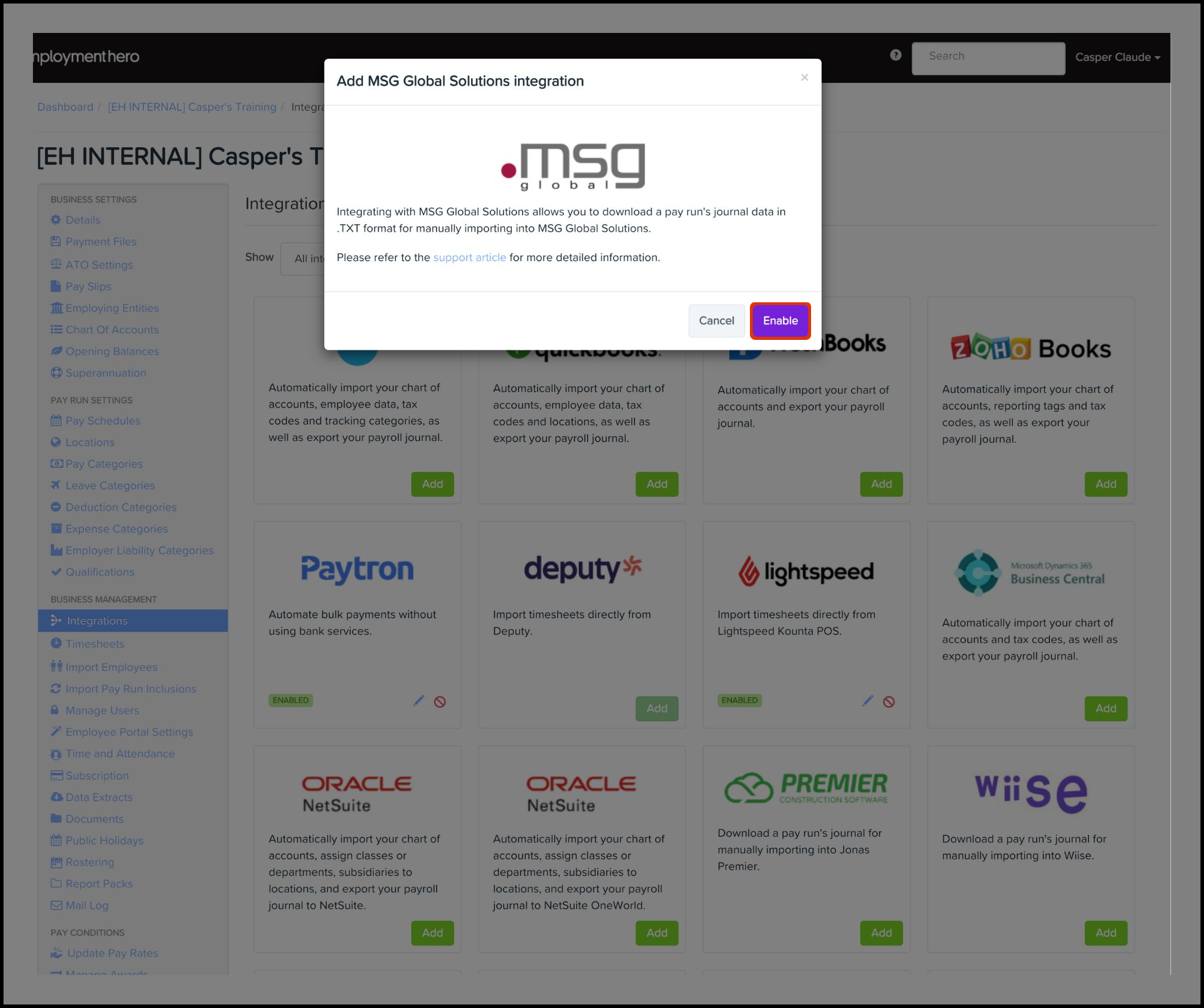 Payroll platform: Set up and manage your MSG Global accounting export ...