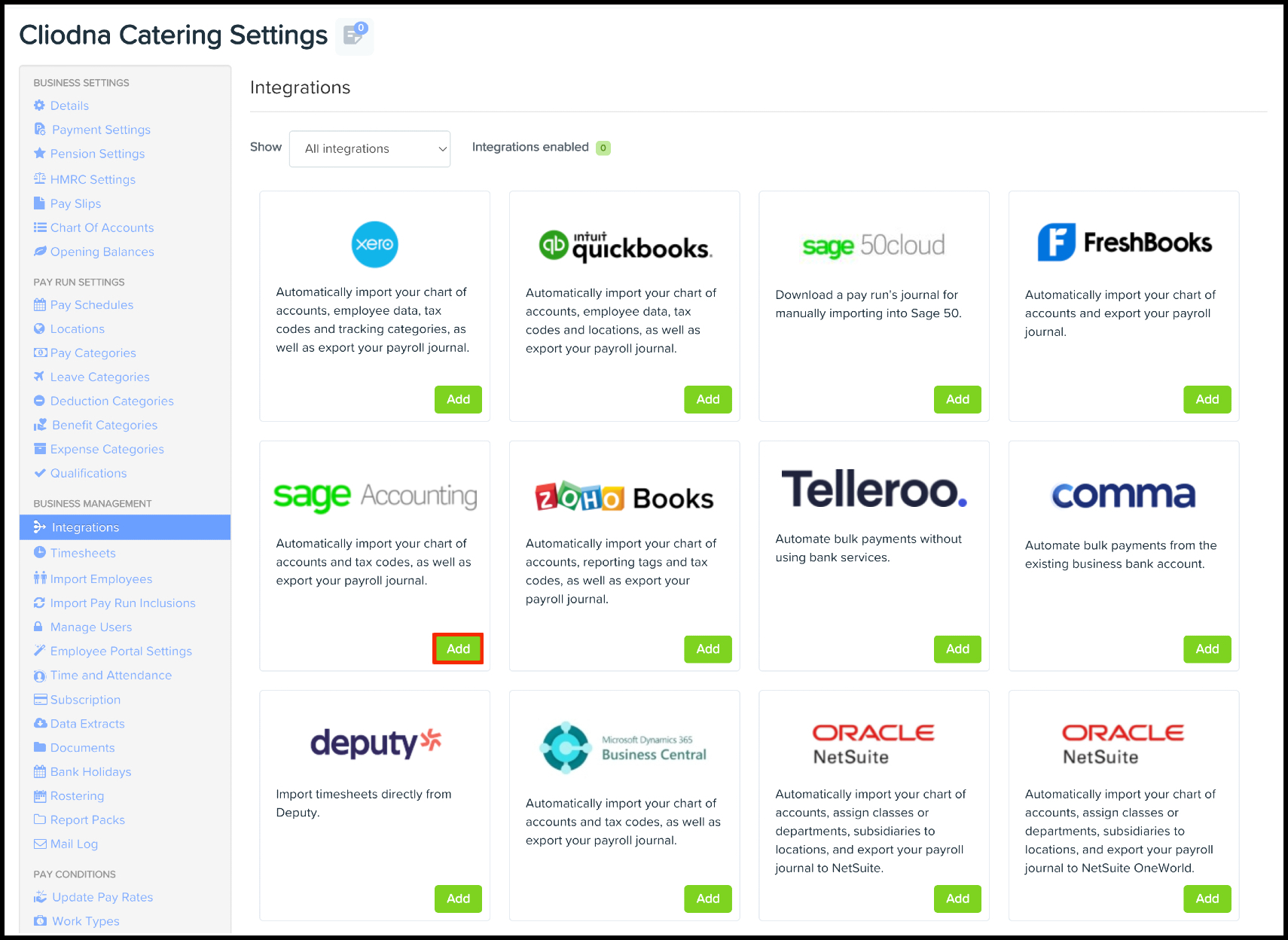 Payroll platform Integrating with your Sage Accounting platform